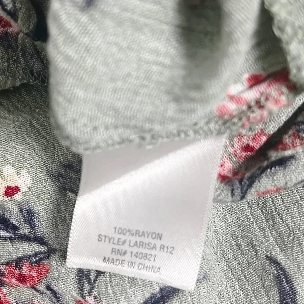 2/$30 Blue Rain Smocked Floral Green Peasant Dress Small